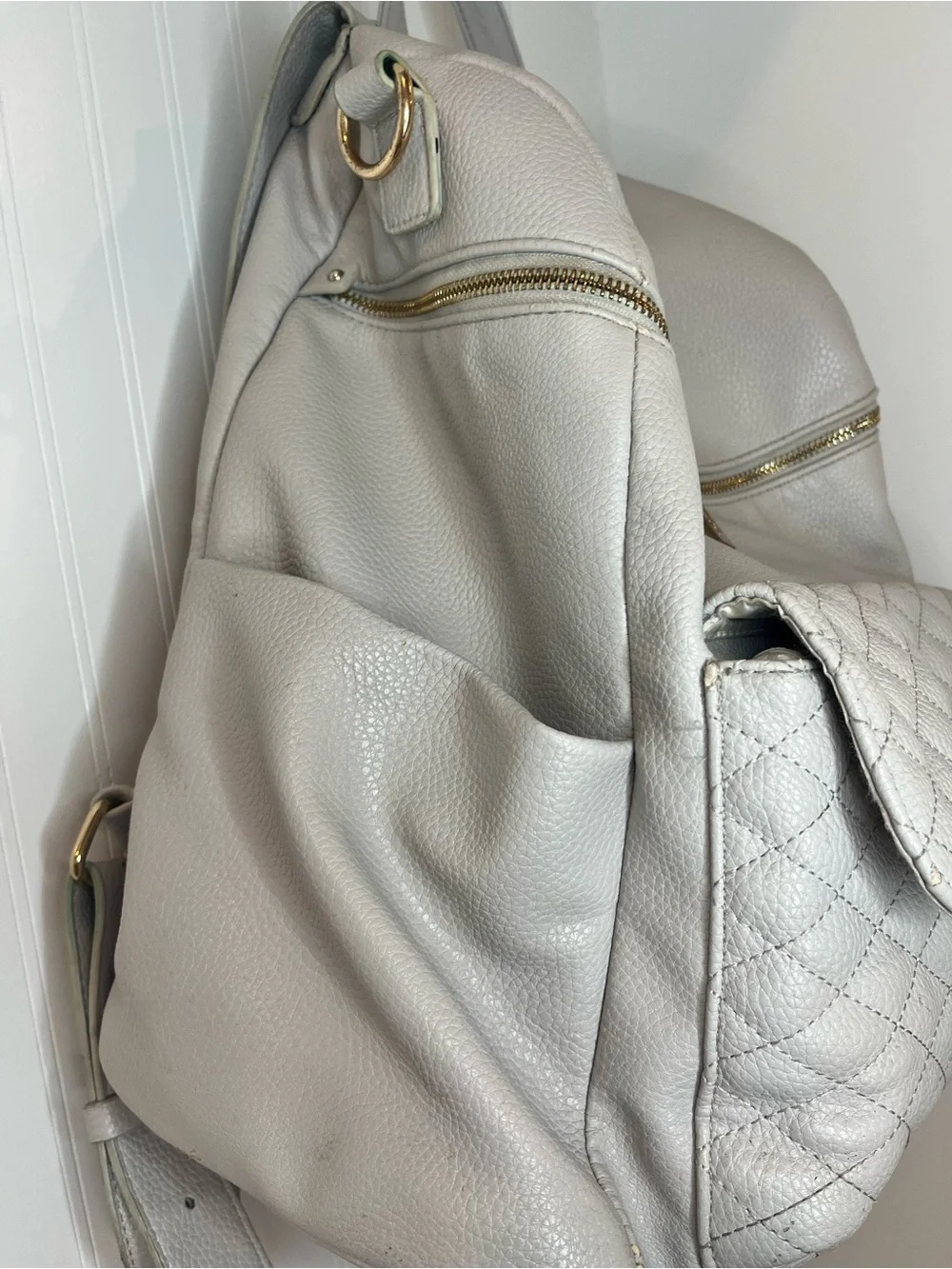 Luli Bebe Light Gray Quilted Baby Bag Backpack